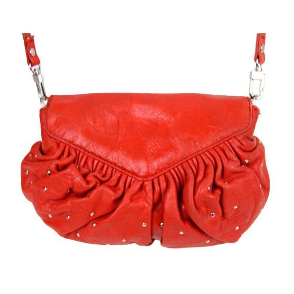 Latico SOFT RED GENUINE LEATHER STUDDED X-BODY SHOULDER BAG HANDBAG CLUTCH PURSE - Picture 5 of 16